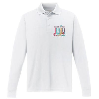 Mothers Day Gift Blessed To Be Called Juju Performance Long Sleeve Polo