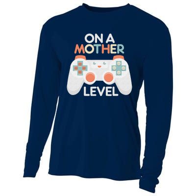 Mothers Day Gamer Mom Gaming On A Mother Level Up Cooling Performance Long Sleeve Crew