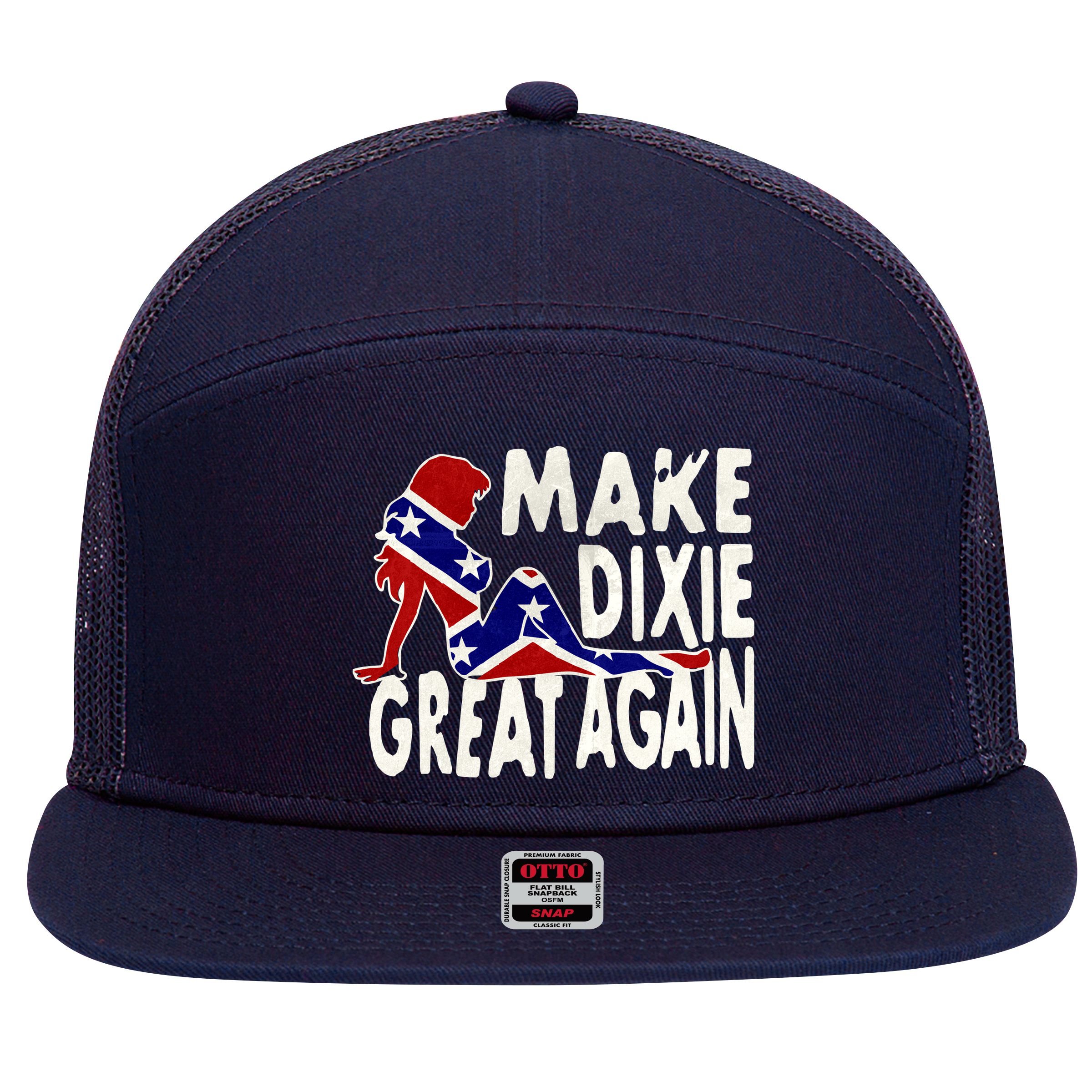 Make Dixie Great Again Civil War Flag 7 Panel Mesh Trucker Snapback Hat