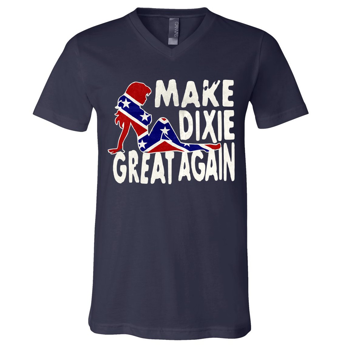 Make Dixie Great Again Civil War Flag V-Neck T-Shirt