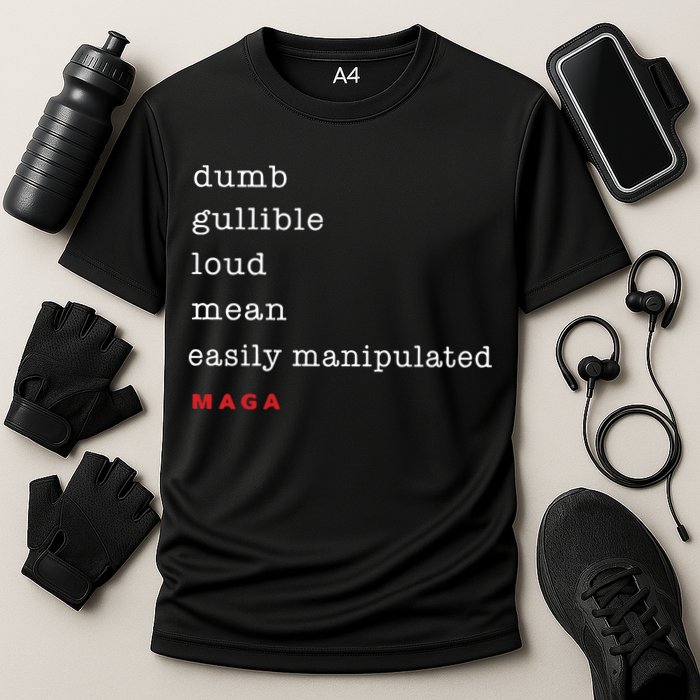 Maga Dumb Gullible Loud Mean Easily Manipulated Performance Shirt