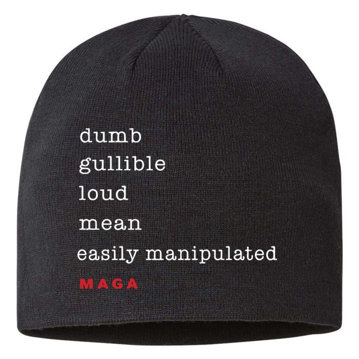 Maga Dumb Gullible Loud Mean Easily Manipulated Sustainable Beanie