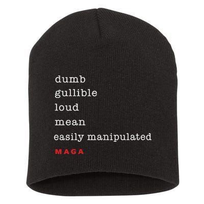 Maga Dumb Gullible Loud Mean Easily Manipulated Short Acrylic Beanie