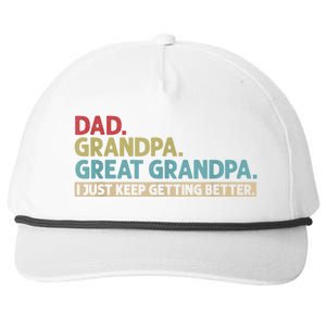 M.ens Dad Grandpa Great Grandpa I Just Keep Getting Better Snapback Five-Panel Rope Hat