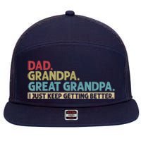 M.ens Dad Grandpa Great Grandpa I Just Keep Getting Better 7 Panel Mesh Trucker Snapback Hat