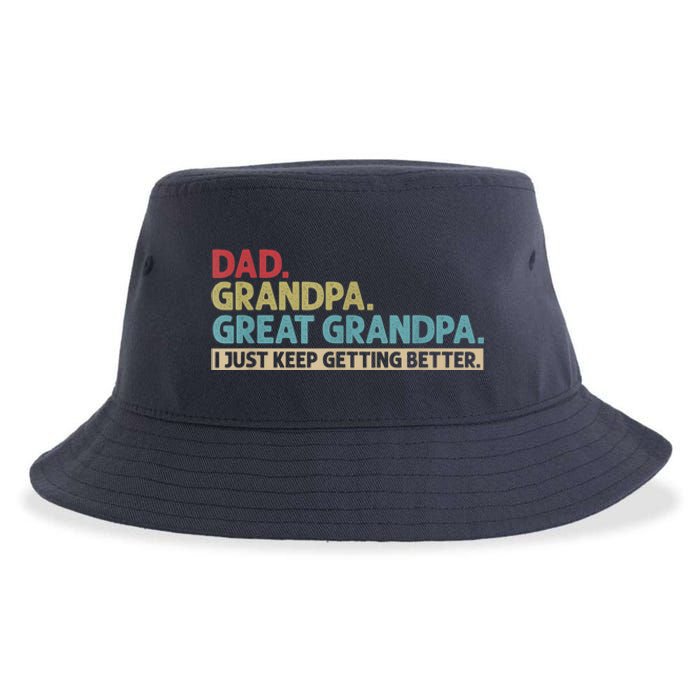 M.ens Dad Grandpa Great Grandpa I Just Keep Getting Better Sustainable Bucket Hat