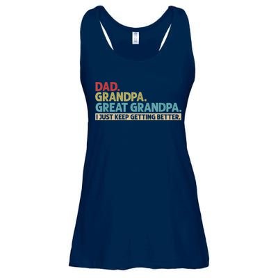 M.ens Dad Grandpa Great Grandpa I Just Keep Getting Better Ladies Essential Flowy Tank