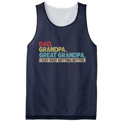 M.ens Dad Grandpa Great Grandpa I Just Keep Getting Better Mesh Reversible Basketball Jersey Tank