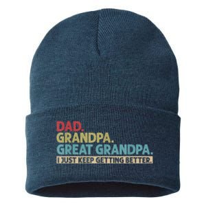 M.ens Dad Grandpa Great Grandpa I Just Keep Getting Better Sustainable Knit Beanie