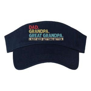 M.ens Dad Grandpa Great Grandpa I Just Keep Getting Better Valucap Bio-Washed Visor