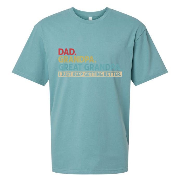 M.ens Dad Grandpa Great Grandpa I Just Keep Getting Better Sueded Cloud Jersey T-Shirt