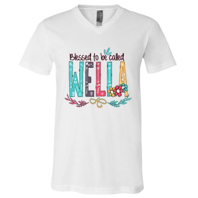 Mothers Day Gift Blessed To Be Called Wella V-Neck T-Shirt