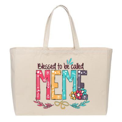 Mothers Day Gift Blessed To Be Called Meme Cotton Canvas Jumbo Tote