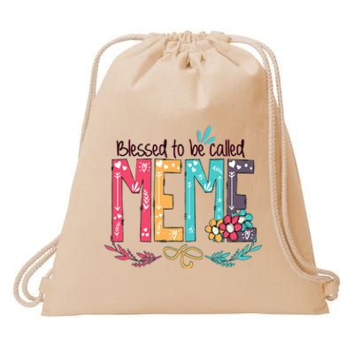 Mothers Day Gift Blessed To Be Called Meme Drawstring Bag