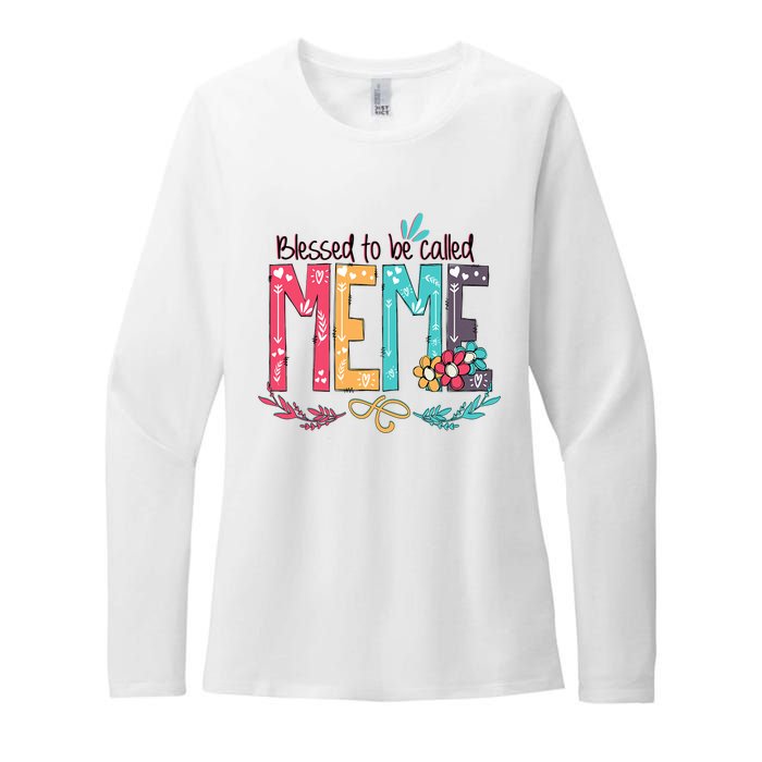 Mothers Day Gift Blessed To Be Called Meme Womens CVC Long Sleeve Shirt