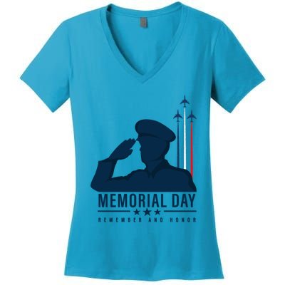 Memorial Day Gift Remember And Honor Cool Gift Women's V-Neck T-Shirt