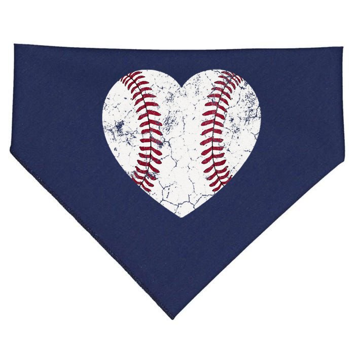 Mothers Day Gift Distressed Heart Baseball Heart Mom Mama USA-Made Doggie Bandana