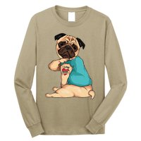 Mothers Day Gift Funny Dog Pug I Love Mom Tattoo Long Sleeve Shirt