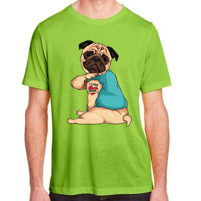 Mother's Day Gift Funny Dog Pug I Love Mom Tattoo Adult ChromaSoft Performance T-Shirt