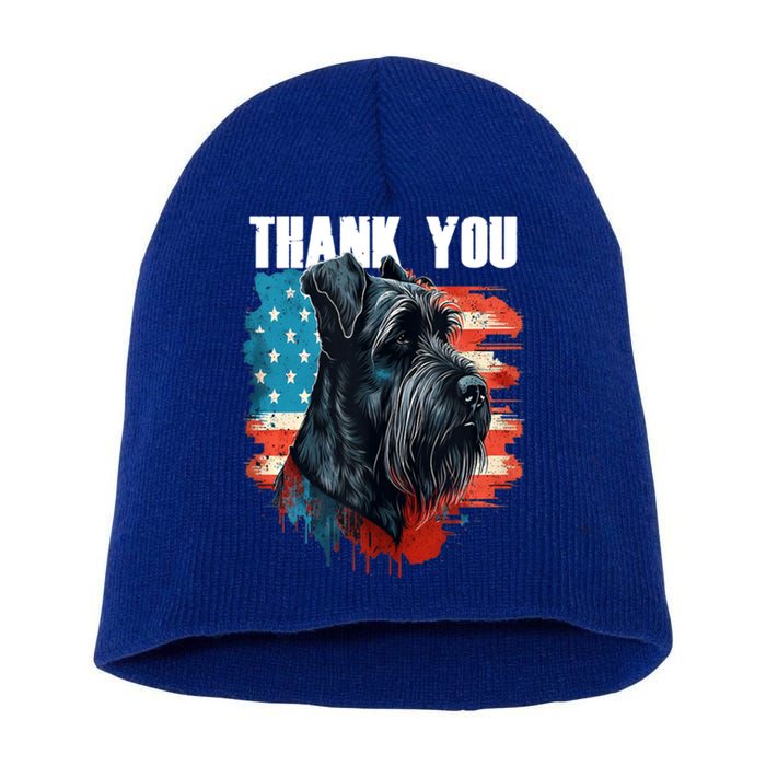 Memorial Day Giant Schnauzer American Flag Usa 4th Of July Meaningful Gift Short Acrylic Beanie