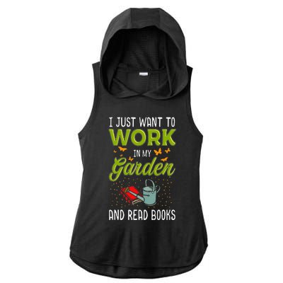 Mother's Day Gardening Gift Garden And Book Lover Ladies PosiCharge Tri-Blend Wicking Draft Hoodie Tank