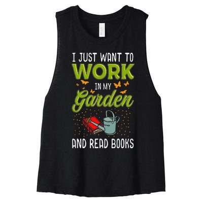 Mother's Day Gardening Gift Garden And Book Lover Women's Racerback Cropped Tank