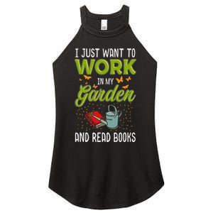 Mother's Day Gardening Gift Garden And Book Lover Women's Perfect Tri Rocker Tank