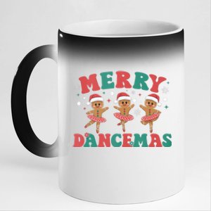 Merry Dancemas Gingerbread Ballet Dancer Christmas Ballerina Tank Top 11oz Black Color Changing Mug