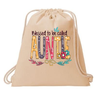 Mothers Day Gift Blessed To Be Called Auntie Drawstring Bag