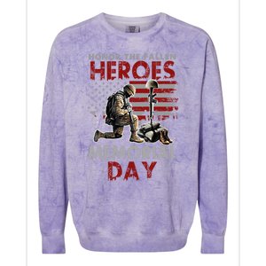 Memorial Day Gift Honor The Fallen Heroes Gift Us Veteran Gift Colorblast Crewneck Sweatshirt