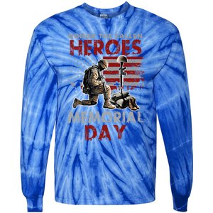 Memorial Day Gift Honor The Fallen Heroes Gift Us Veteran Gift Tie-Dye Long Sleeve Shirt