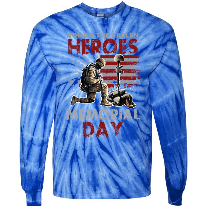 Memorial Day Gift Honor The Fallen Heroes Gift Us Veteran Gift Tie-Dye Long Sleeve Shirt