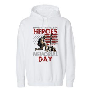 Memorial Day Gift Honor The Fallen Heroes Gift Us Veteran Gift Garment-Dyed Fleece Hoodie