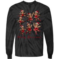 Merry Dancemas Gingerbread Dancer Ballet Christmas Ballerina Tie-Dye Long Sleeve Shirt