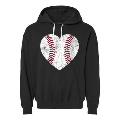  Mother's Day Gift Distressed Heart Baseball Heart Mom Mama V-Neck Garment-Dyed Fleece Hoodie