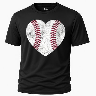  Mother's Day Gift Distressed Heart Baseball Heart Mom Mama V-Neck Performance Shirt