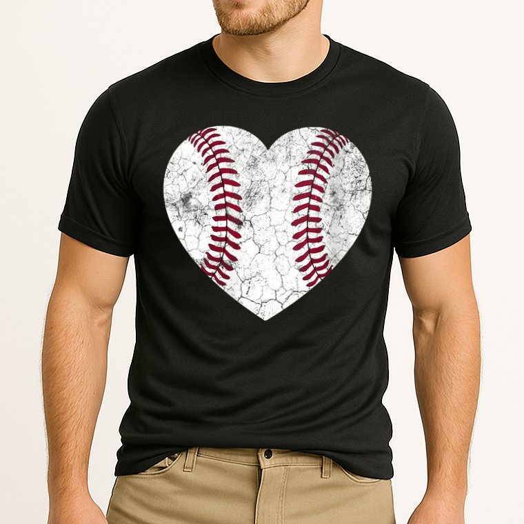  Mother's Day Gift Distressed Heart Baseball Heart Mom Mama V-Neck Cooling Performance Crew T-Shirt