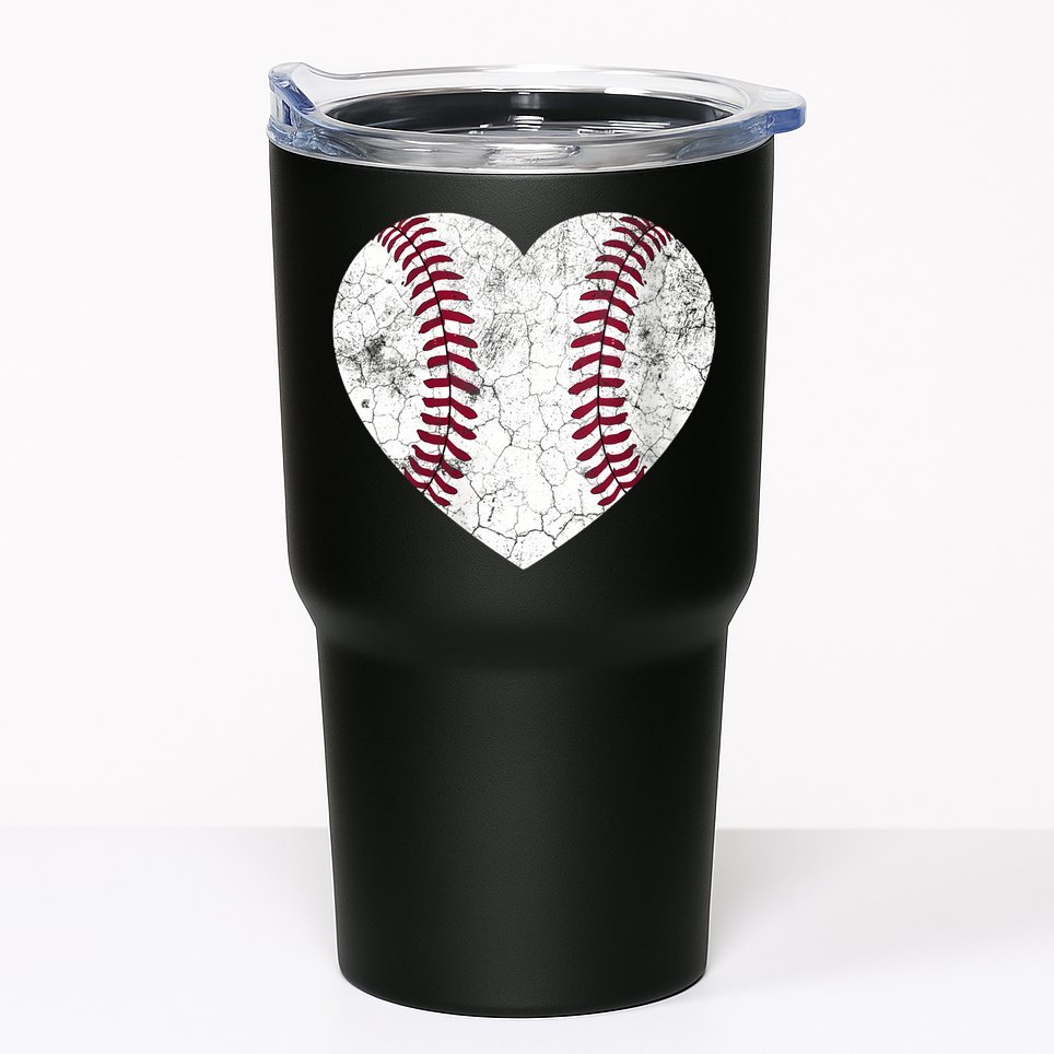  Mother's Day Gift Distressed Heart Baseball Heart Mom Mama V-Neck Tumbler