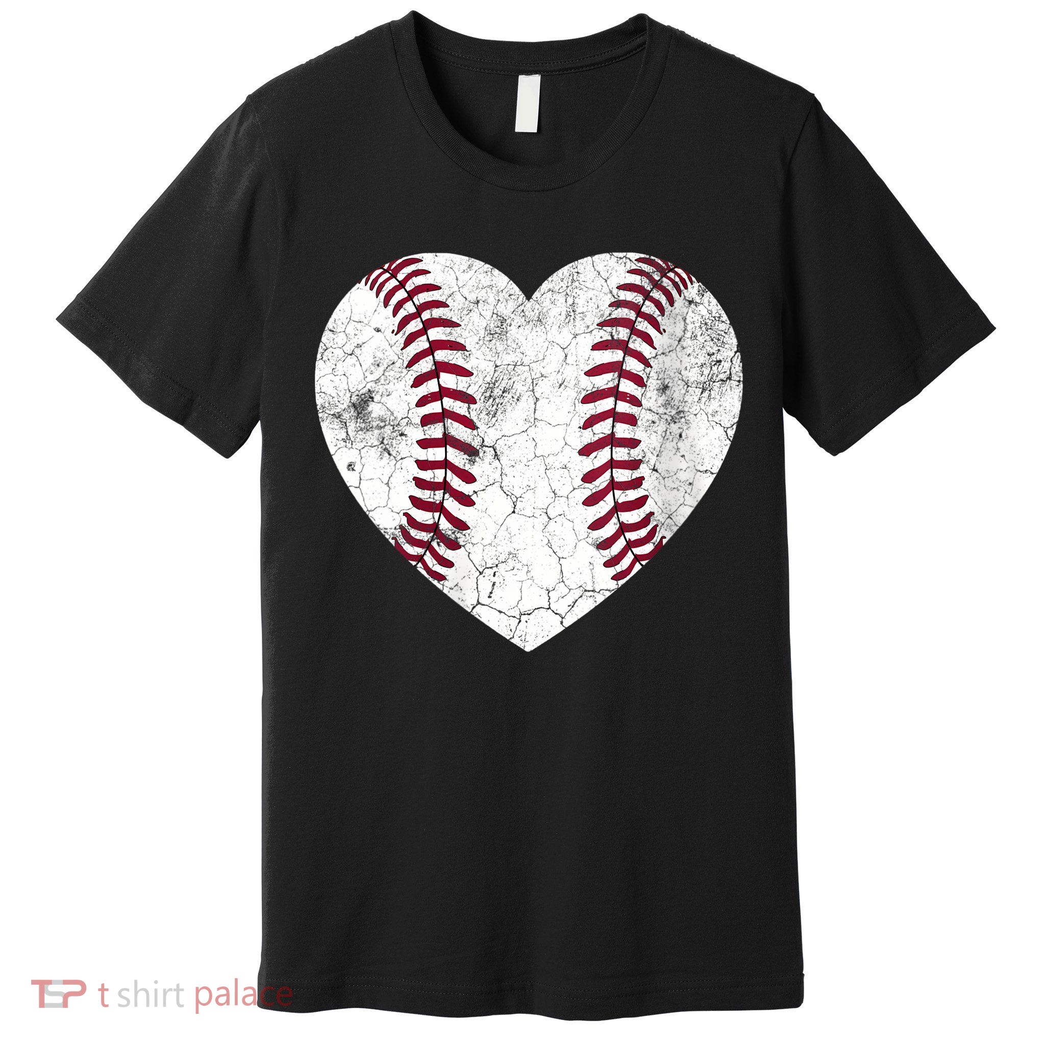  Mother's Day Gift Distressed Heart Baseball Heart Mom Mama V-Neck Premium T-Shirt