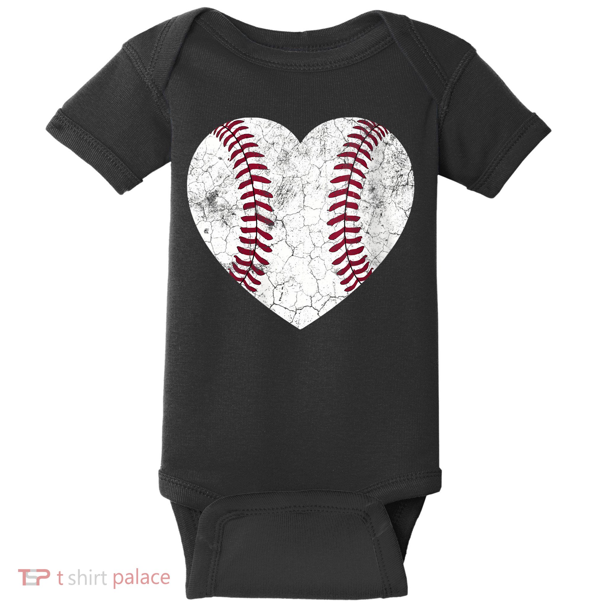  Mother's Day Gift Distressed Heart Baseball Heart Mom Mama V-Neck Baby Bodysuit
