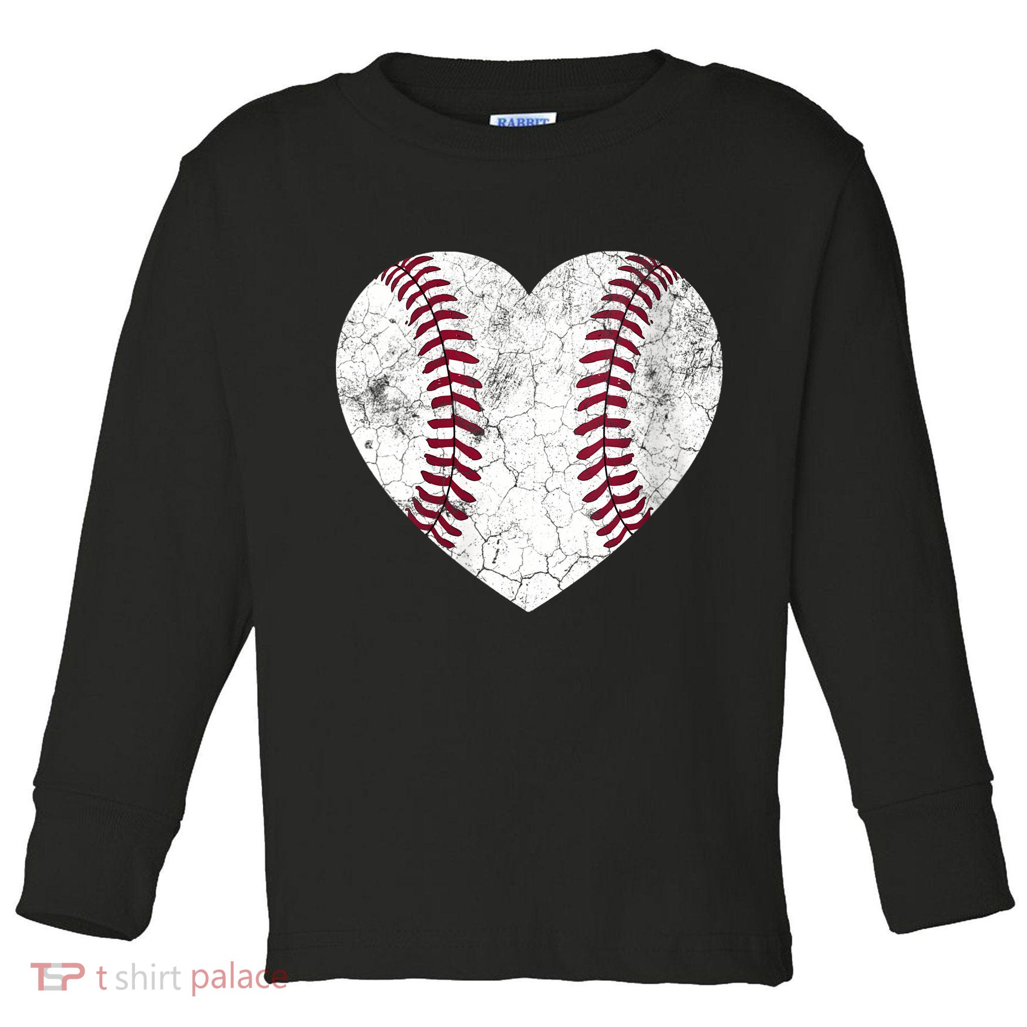  Mother's Day Gift Distressed Heart Baseball Heart Mom Mama V-Neck Toddler Long Sleeve Shirt