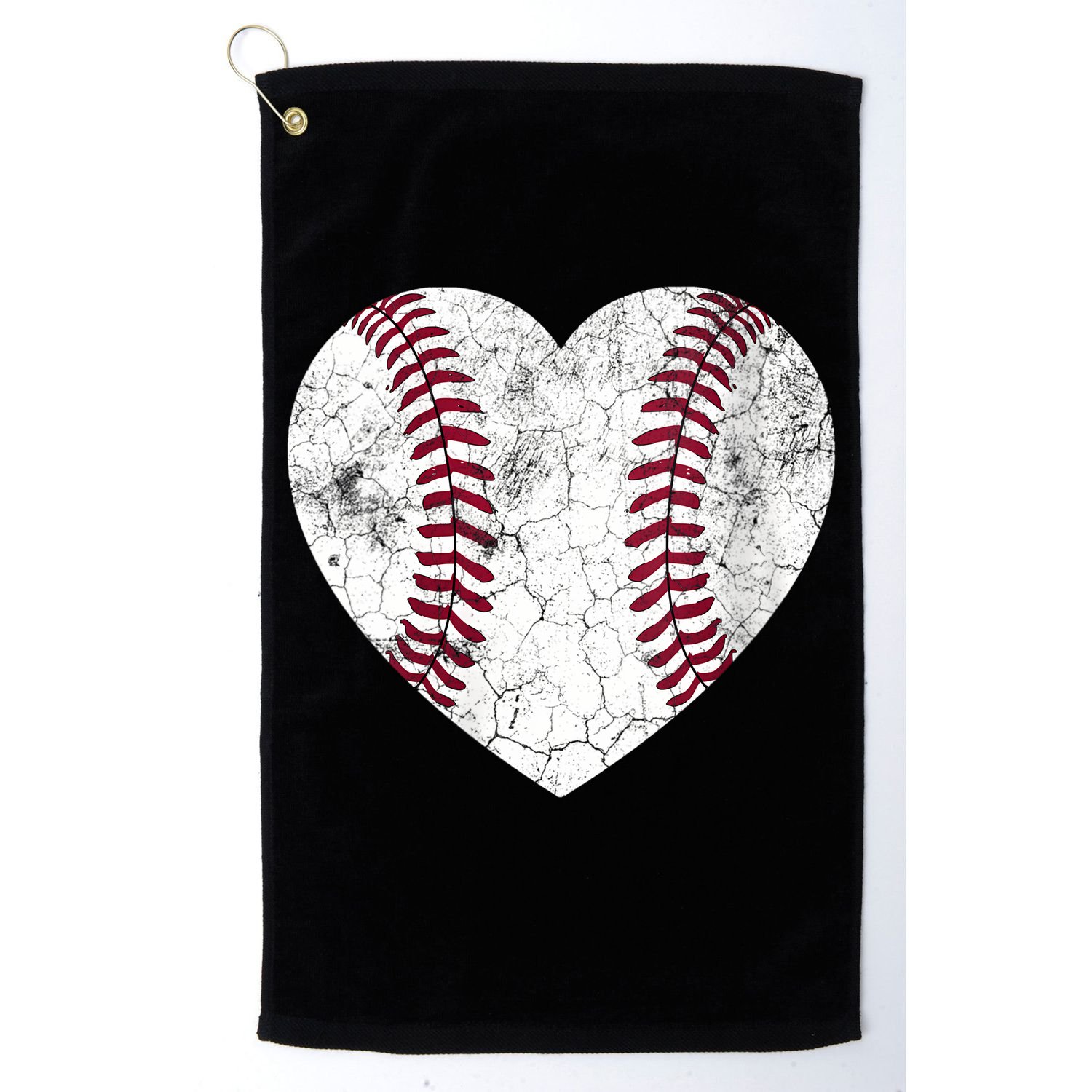  Mother's Day Gift Distressed Heart Baseball Heart Mom Mama V-Neck Golf Towel