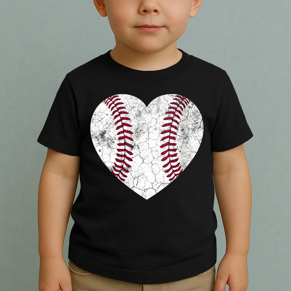  Mother's Day Gift Distressed Heart Baseball Heart Mom Mama V-Neck Toddler T-Shirt