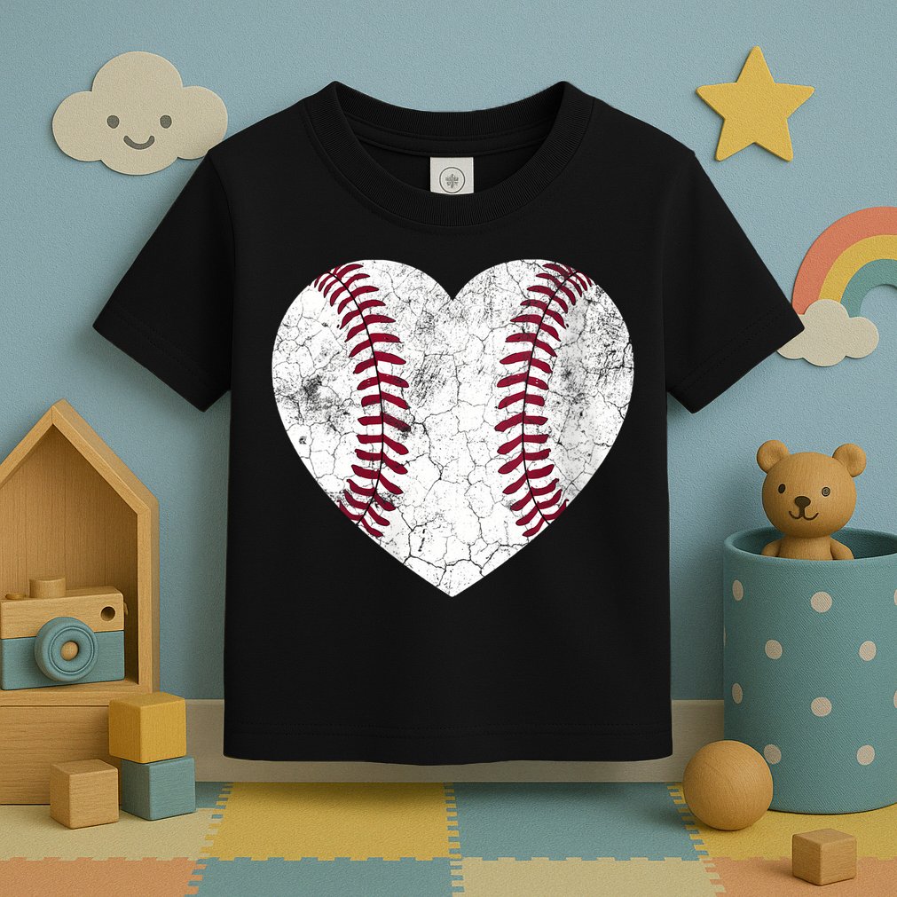  Mother's Day Gift Distressed Heart Baseball Heart Mom Mama V-Neck Toddler T-Shirt
