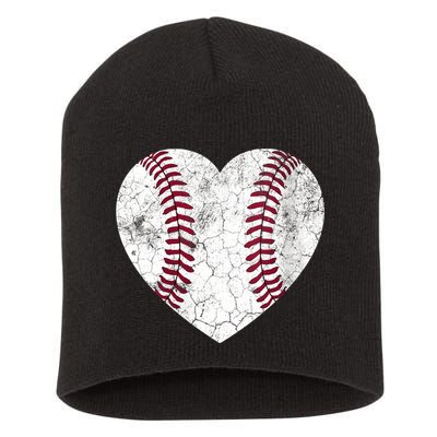  Mother's Day Gift Distressed Heart Baseball Heart Mom Mama V-Neck Short Acrylic Beanie
