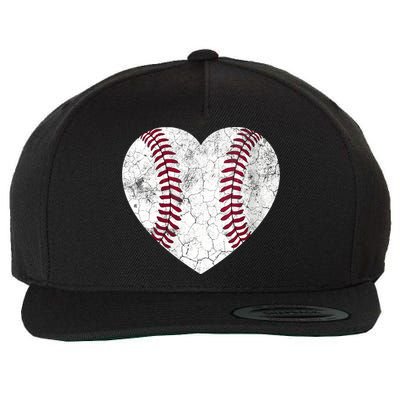 Mother's Day Gift Distressed Heart Baseball Heart Mom Mama V-Neck Wool Snapback Cap
