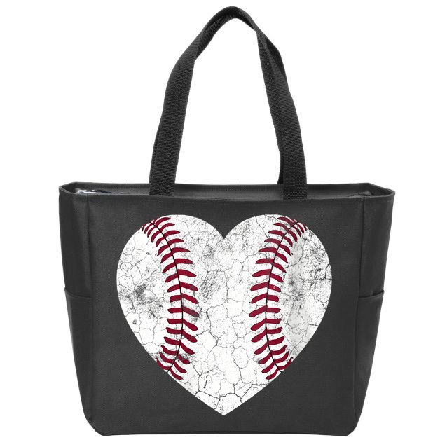  Mother's Day Gift Distressed Heart Baseball Heart Mom Mama V-Neck Zip Tote Bag