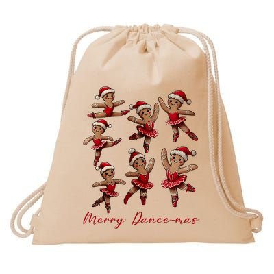 Merry Dancemas Gingerbread Dancer Ballet Christmas Ballerina Drawstring Bag