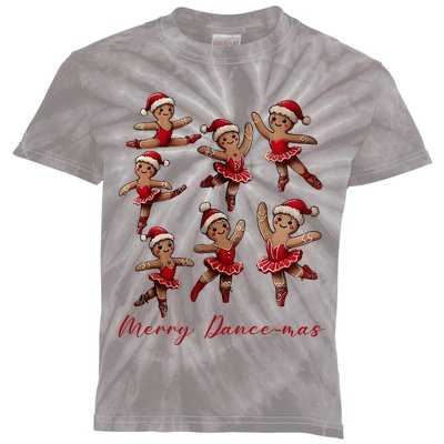 Merry Dancemas Gingerbread Dancer Ballet Christmas Ballerina Kids Tie-Dye T-Shirt