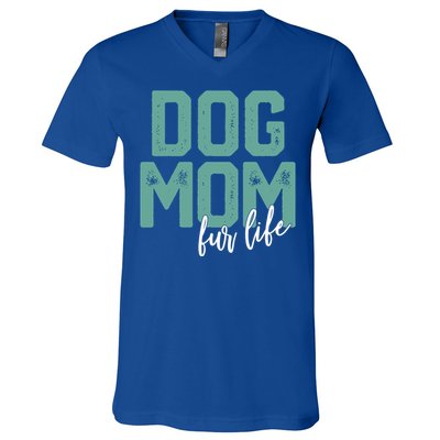 Mother's Day Gift Dog Mom Fur Life Mommy Gift V-Neck T-Shirt